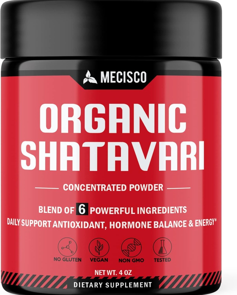 6in1 Shatavari milteliai Organic - Sulankstytas su Shatavari šaknis, Bacopa Monnieri, Ashwagandha šaknis, Vitex Berry, Fenugreek & Black Pepper - Palaiko atjauninimas, Promotes Energy & Vitality - 4 Oz