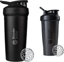 BlenderButelis Strada Shaker taurė izoliuotas Nerūdijančio plieno plieno buteliukas su vielos viskio, 24- Ounce, Juoda & Klasikinis Shaker Butelis Puikiai tinka baltymų Shakes ir Pre Workout, 28- Ounce, Juoda