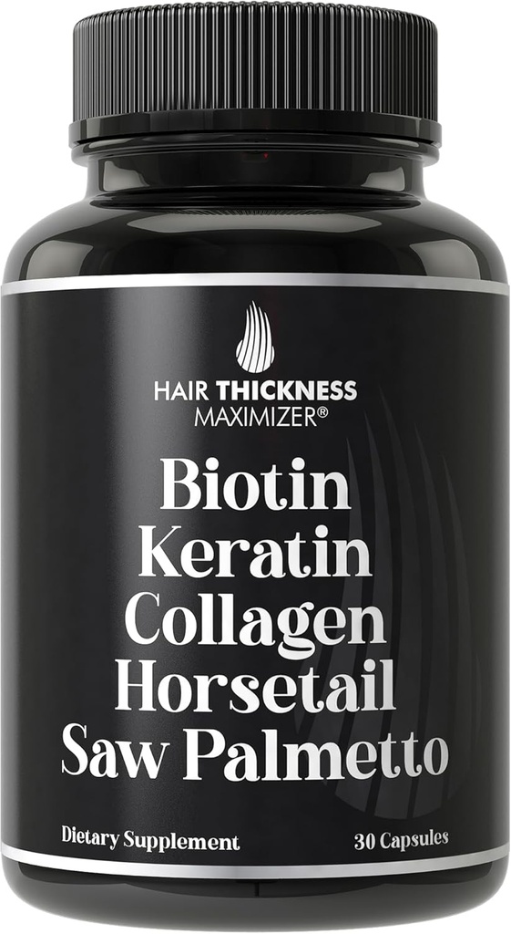 Biotinas (5000mcg), keratinas, kolagenas, Horsetail, Saw Palmetto - 5- in-1 Plaukų augimo papildas & Vitaminai moterims ir vyrams, DHT Blocker kapsulės plonėjimui - Plaukų augimo vitaminai