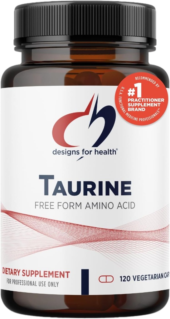 Dizainas sveikatai Taurino kapsulės - 1000mg (1g) Taurino Amino Acid Pills - Širdies ir kraujagyslių parama - Non- GMO + Vegano priedas (120 kapsulių)