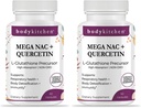 Kūno virtuvė Mega NAC (N- acetil cisteinas) 600 mg su Quercetin, Palaiko kvėpavimo sistemos sveikatą ir imuninę funkciją bei skatina kepenų ir inkstų detoksikaciją, Veggie Caps, (pakuotė 2)