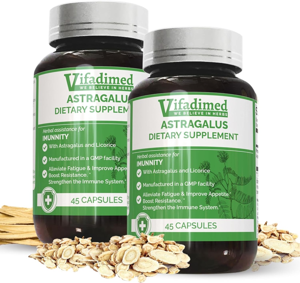 Astragalus - Astragalus Root, HuangQi Capsule, Huang Qi Liu Yi Tang,Chinese Herbs,Immunity,Digestion.Body Fatigue,Dizziness, Blood Deficiency- 2 Boxes