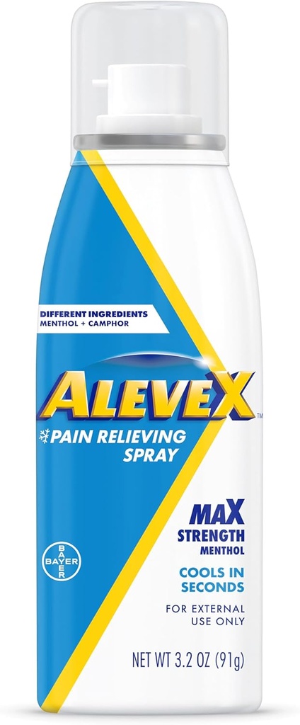 AleveX Pain Relieving Spray, Fast Acting & Fast Drying for Targeted Pain Relief, 3.2 oz Spray