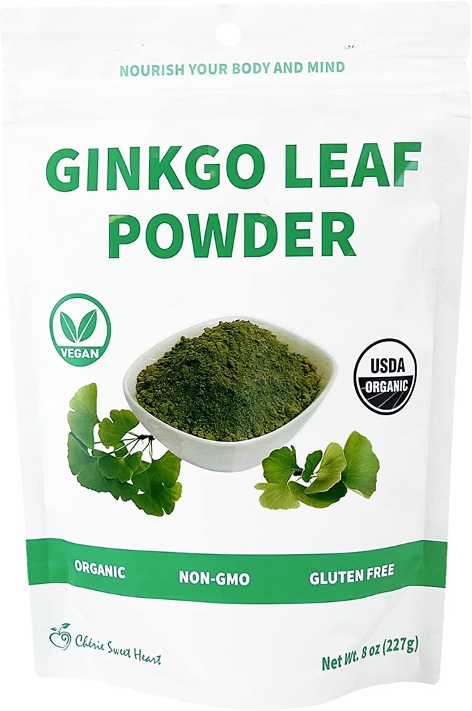 Chérie Sweet Heart Organic Ginkgo Biloba Leaf Mill, Filler Free, No GMO, Vegan Friendly (8 Ounce)