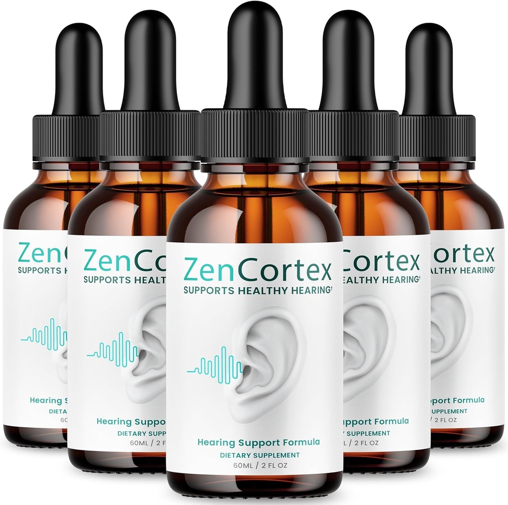 (5 Pack) Zencortex už Spengimas ausyse palengvinimas - Oficiali formulė - Zencortex lašai už ausis, Zen Cortex 24 Spengimas ausyse lašai skysčių papildas Atsiliepimai, Zen Cortex klausos palaikymo formulė, Zencortex Oral (10oz)