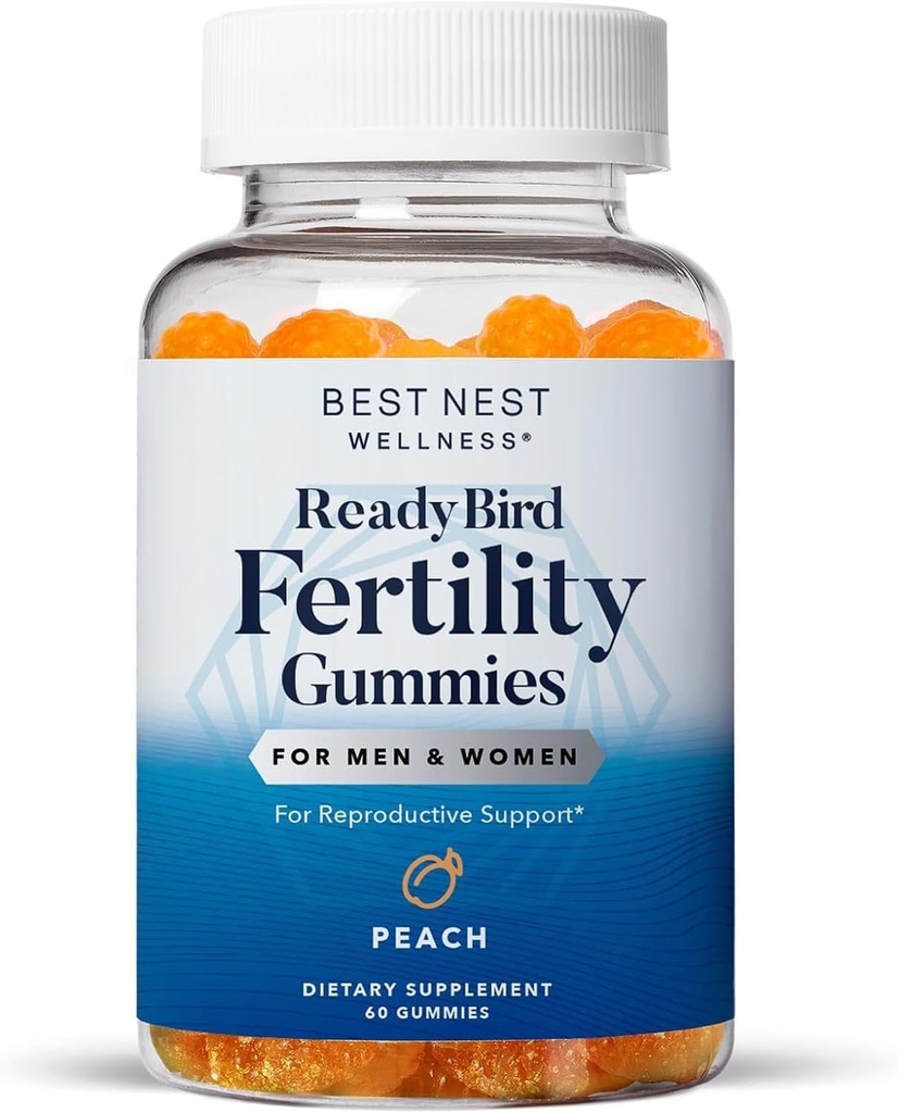 Geriausias Nest sveikatingumas Vaisingumas Gummies - Prenatal Multivitaminas Conception Support - Mitybos priedas su metilintais vitaminais - Vibrant Health Support with Coferment Q10 - Persikai, 60 Gummies