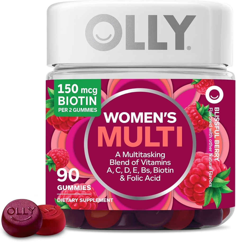 ALLY Women 's Multivitamin Gummy, Vitaminai A, D, C, E, Biotinas, Folio rūgštis, Suaugusiųjų Chewable Vitaminas, Berry Favor, 45 Dienos tiekimas - 90 Skaičiavimas