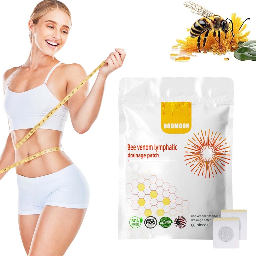 60PCS Bee Venom Navel Patches, Bee Venom Limfy Drenage Navel Patches, Bee Venom Navel Patches moterims ir vyrams (60vnt. / 1 Bags)