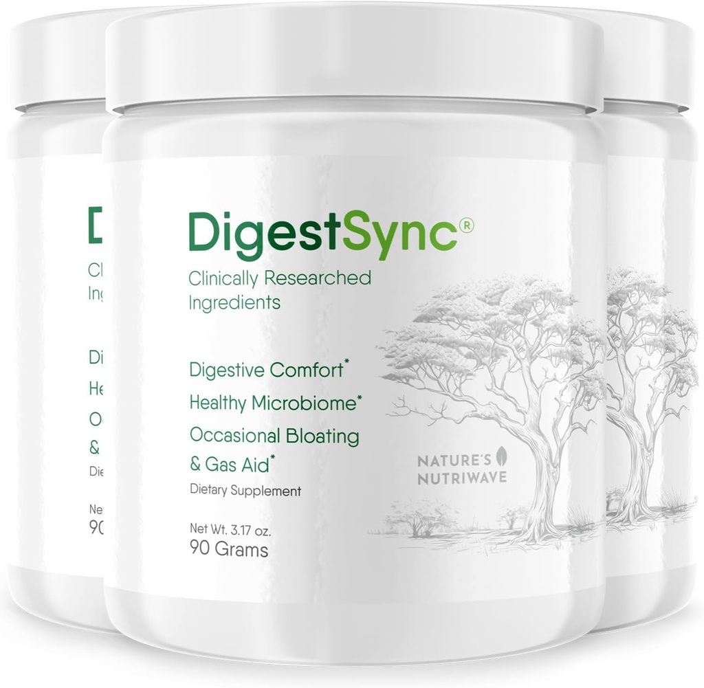 DigestSync Digestion Priedas dėl Gut Health - Natūralūs milteliai skaitmeninei paramai, Bloating Relief moterims ir vyrams, 100% Natūralūs žalieji milteliai - 3 mėnesių tiekimas