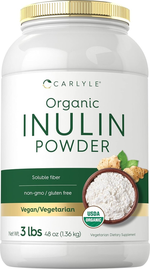 Carlyle Organic Inulin Milteliai 48oz ® 124; Prebiotinis pluoštas iš Jeruzalės Artichoke ® 124; Veganas, Vegetaras, Non- GMO & Gluten Free Priedas