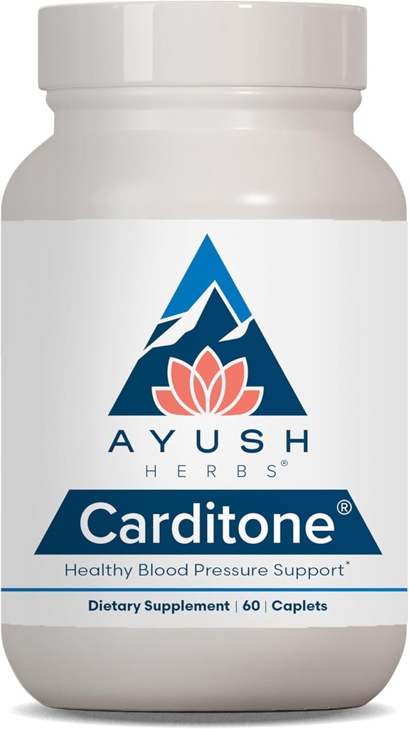 Ayush Herbs Carditone - Natūralios širdies sveikatos priedas moterims ir vyrams, BP Formulė, Holistinė širdies parama su Rauwolfia, Arjuna, Kalcis, ir Magnis - 60 Vegetariškų kapsulių (1 skaičius)