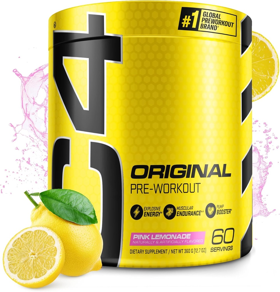 Cellucor C4 Originalus prieš treniruotę milteliai Pink Lemonade Vitaminas C imuninės paramos cukraus nemokamai Prarasti energijos vyrams ir moterims 150mg Kofeinas + Beta Alaninas + kreatinas 60 Servings