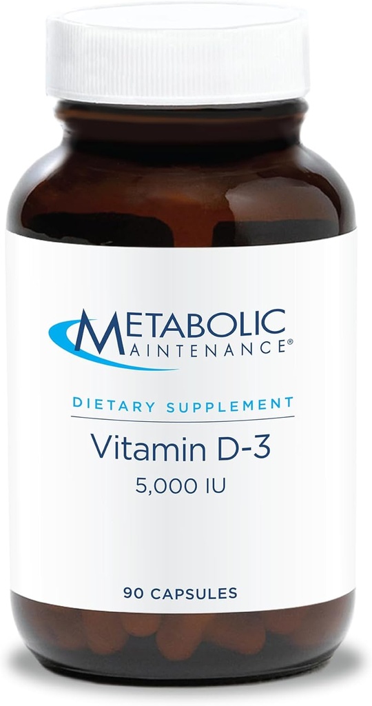 Metabolic Maintenance Vitamin D3 5000 IU - Superior Absorption Pure Vitamin D3 & Vitamin C - Extra Strength Bone, Immune, Mood + Cardiovascular Support Supplement, No Fillers (90 Softgel Capsules)