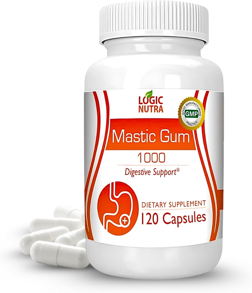 "Premium" mastic Gum Capsules - Natūralus virškinimo trakto paramos priedas, 1000mg vienam padavimui - 120 kapsulių (1 butelis)
