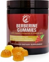 Premium Berberine Gummies 1500mg - Nemokama metabolizmo parama su Ceilono cinamonu, chromu, magniu, cinku ir B12- 60 grafu