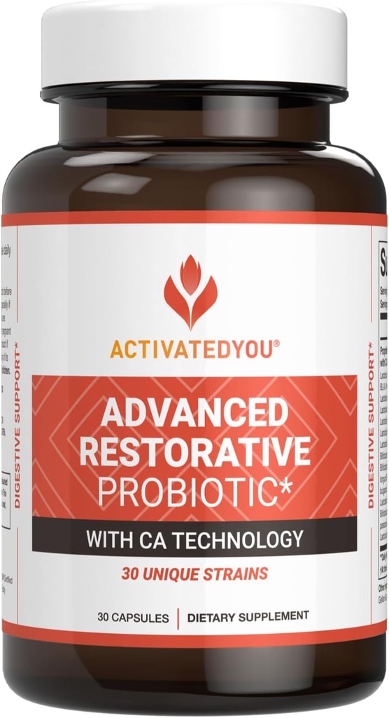 ACTIVATEDTHE Advanced Restitutive Probiotic for Daily Use - 30 Strain Digestive Gut Health & Immune Functional support - Acidophilus Additive for Radioactive Inded Skin (30 kapsulių)