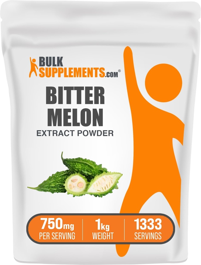 BulkSupplemen.com Bitter Melon ekstraktas Milteliai - Bitter Melon Addition, Bitter Gourd Extract - Žolinių papildas, Gluten Free, 750mg per Serving, 1kg (2,2 lbs) (Pack of 1)