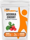 Bulksupplesscom Acerola Cherry ekstraktas milteliai - Natūralus vitamino C papildas, Acerola Cherry milteliai - Vegan & Gluten Free, 500mg / Serving, 1kg (2,2 lbs) (pakuotė 1)