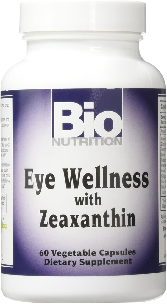 Bio Nutrition Eye Wellness 60 Vegetarian Capsules ® 124; Zeaksantinas ® 124; 60 Patalpos butelyje ® 124; Palaiko akis ir Vizija Sveikata ® 124; Vitaminas A & Cinkas