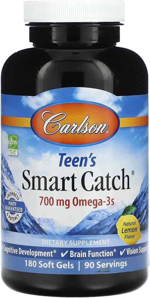 Carlson Teen Smart Sugavimo, Natūralus citrinos, 180 Minkšti geliai