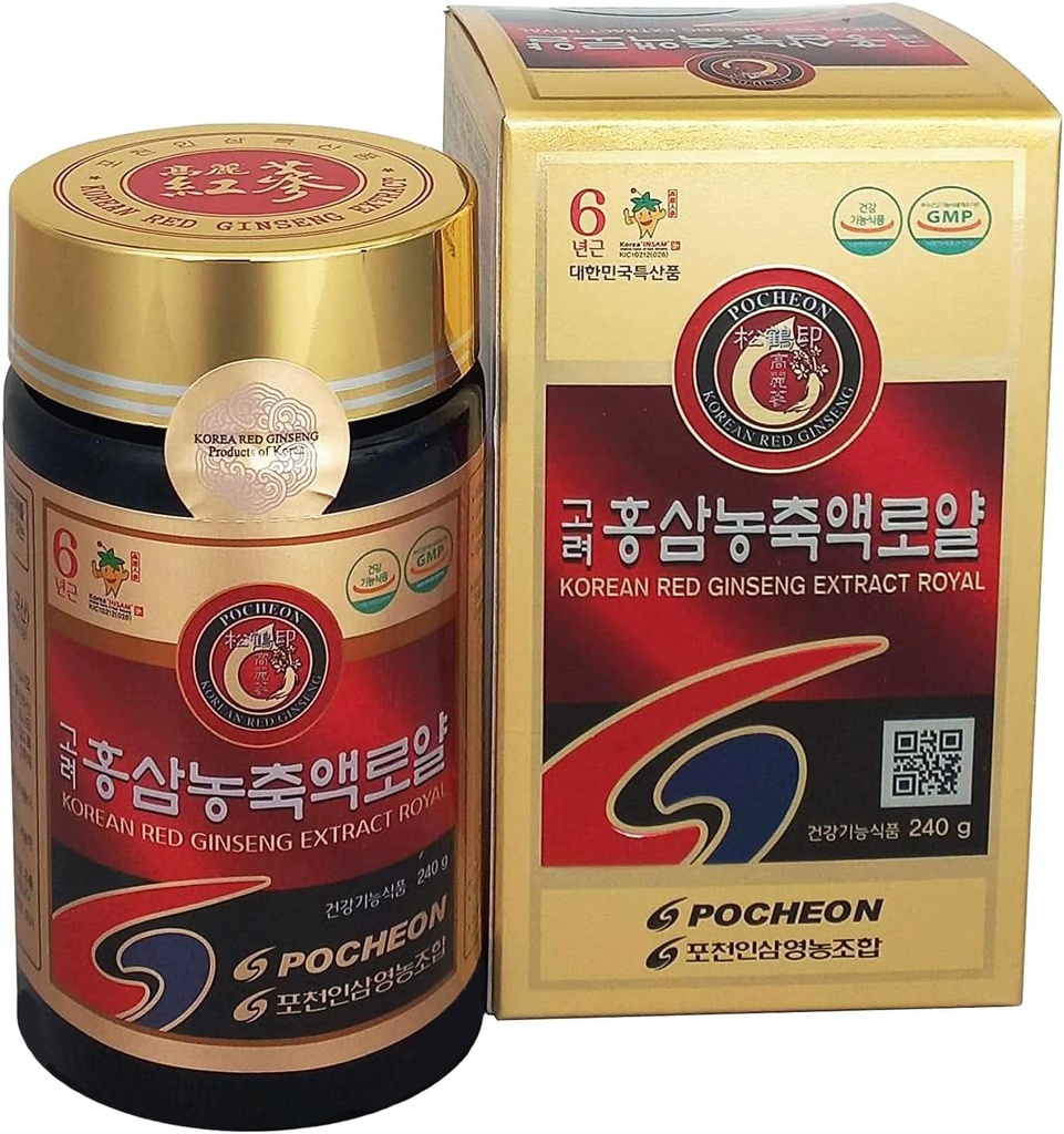 Pocheon 240g (8,5oz), 100% Pure korėjiečių 6Metų šaknis Panax raudona ženšenio ekstraktas Royal, 70% Solid State, Saponinas, Natūrali imuninė parama