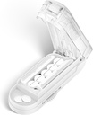 DUBSTAR Pittle Cutter Splitter mažų ir Tiny Pills, Multiple Pill Cutters mažoms arba didelėms Pills, Reguliuojamas pill Splitter su Center Įrenginys ir karkasas apsauga kelių tablečių (Clear White)