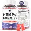 HempTotal Hemp Gummies 200mg, High Popotency Vegan Hemp Oil with Omega 3 6 9, Vitaminas A ® E & B1, Zero Cukraus, 60 Gummies, 30 Paslaugos