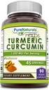 Pure Naturals Termerinis Curcumin su Bioperine 2250 mg per servicing Addicator 124; Veggie Capsules Ş124; Non- GMO Ş124; Gluten Free Ş124; Pagaminta JAV (1 pakuotė, 90 skaičius)