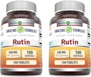 Nuostabi formuluotė Rutin Addition Bendrijoje 124; 500 Mg arba 124; Tablets Bendrijoje 124; Non-GMO) 124; Gluten Free 124; Pagaminta JAV (2 Pack ® 124; 100 Count)