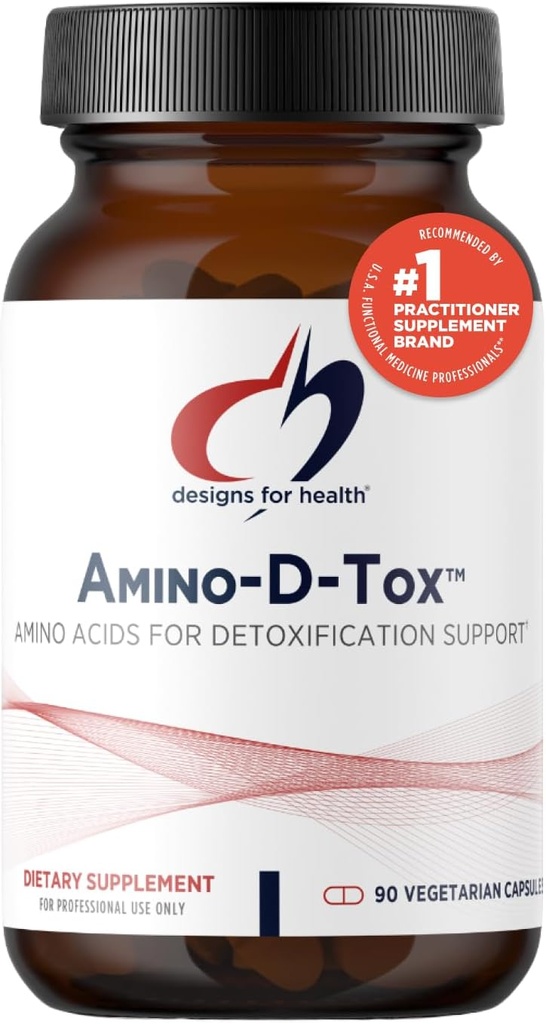 Dizainas sveikatai Amino- D- Tox - Amino rūgštis Detox + kepenų valymo parama - Papildymas Derinimas su Glycine, Kalcio D gliukaratas, NAC + Daugiau - Ne GMO (90 kapsulės)