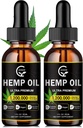 (2- Pack) Didelis stiprumas Hemp aliejus - Maksimalus stiprumas, Imuninės sistemos parama, Focus Calm, Relaxation, Mood, Grynas ekstraktas, Ekologiškas, Vegan, Ne GMO