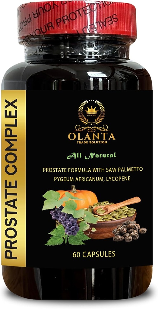 Prostate Complex All Natural - Saw Palmetto for Men Prostate Addition, Lycopene for Prostate, Pure Prostate Vitaminai vyrams - 1 Butelis 60 kapsulių