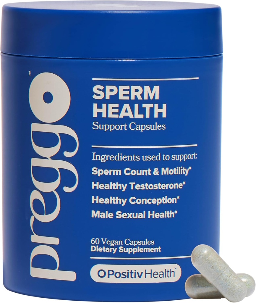 O Positiv Preggo Sperm Health Cupules for Men - OBGYN- Formuluota pagerinti Sperm Count & Motility su Tongkat Ali, NAC, Alpha Lipoic Acid - Vyras reprodukcinės sveikatos, 60 Skaičiavimas (Pack of 1)