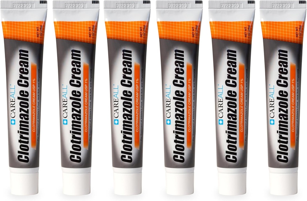 CareAll Clotrimazole Antifungal Cream 1% USP 1.0 oz. (6 Pack), Cures Most Athlete’s Foot, Jock Itch and Ringworm, Sooths and Relieves Itching, Burning and Cracking from These Conditions