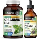 BIO KRAUTER Spearmėt 250 Capsules & Saw Palmetto Tincture 4 Fl. Oz.