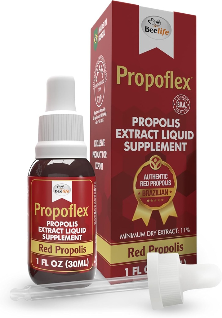 Beelife Red Bee Propolis ekstraktas, 100% Pure ekstraktas Bee Propolis Tincture, High Artepillin- C Levels - Natural Immune support - from Brazil, Certified ISO 22000, Kosher (30ml / 1Fl.Oz)