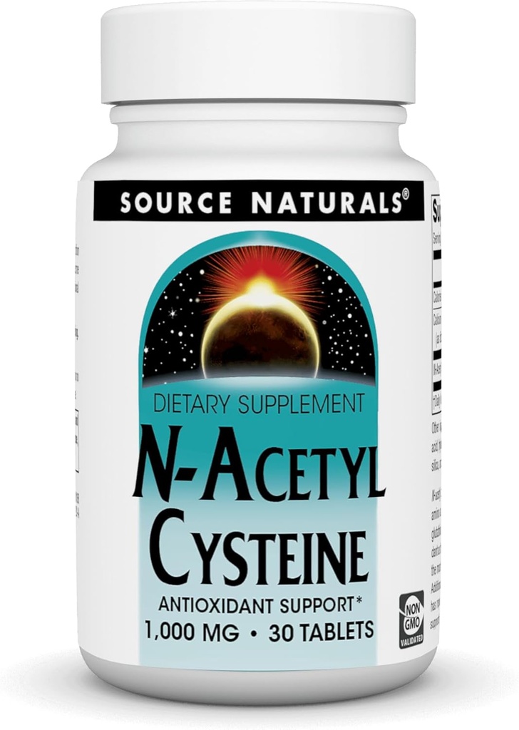 Source Naturals N-Acetyl Cysteine Antioxidant Support 1000 mg Dietary Supplement That Supports Respiratory Health* - 30 Tablets
