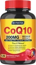 CoQ10 200 mg Softgels su vitaminu E & Omega 3- 6- 9 & PQQ - didelės absorbcijos kofermentas Q10 su bioperoksidu 124; maksimalus antioksidantas 124; širdies ir ląstelių energijos gamybos priedas