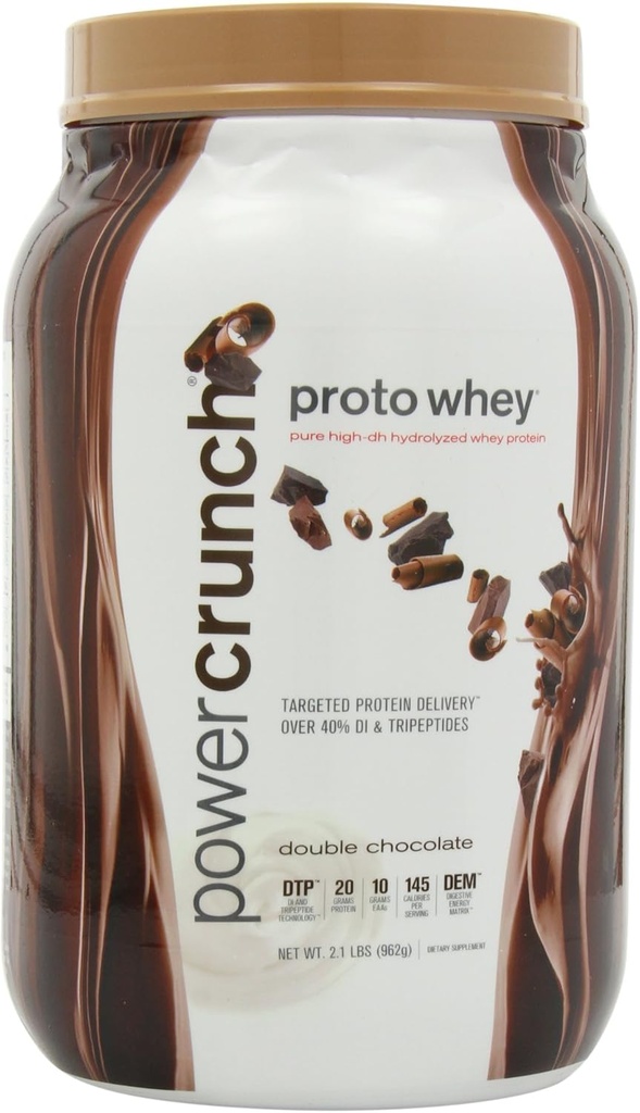 Power Crunch Išrūgų baltymų milteliai, su amino rūgštimis, baltymų dribsniai su skaniu skonio, dvigubas šokoladas, 2.1 LB