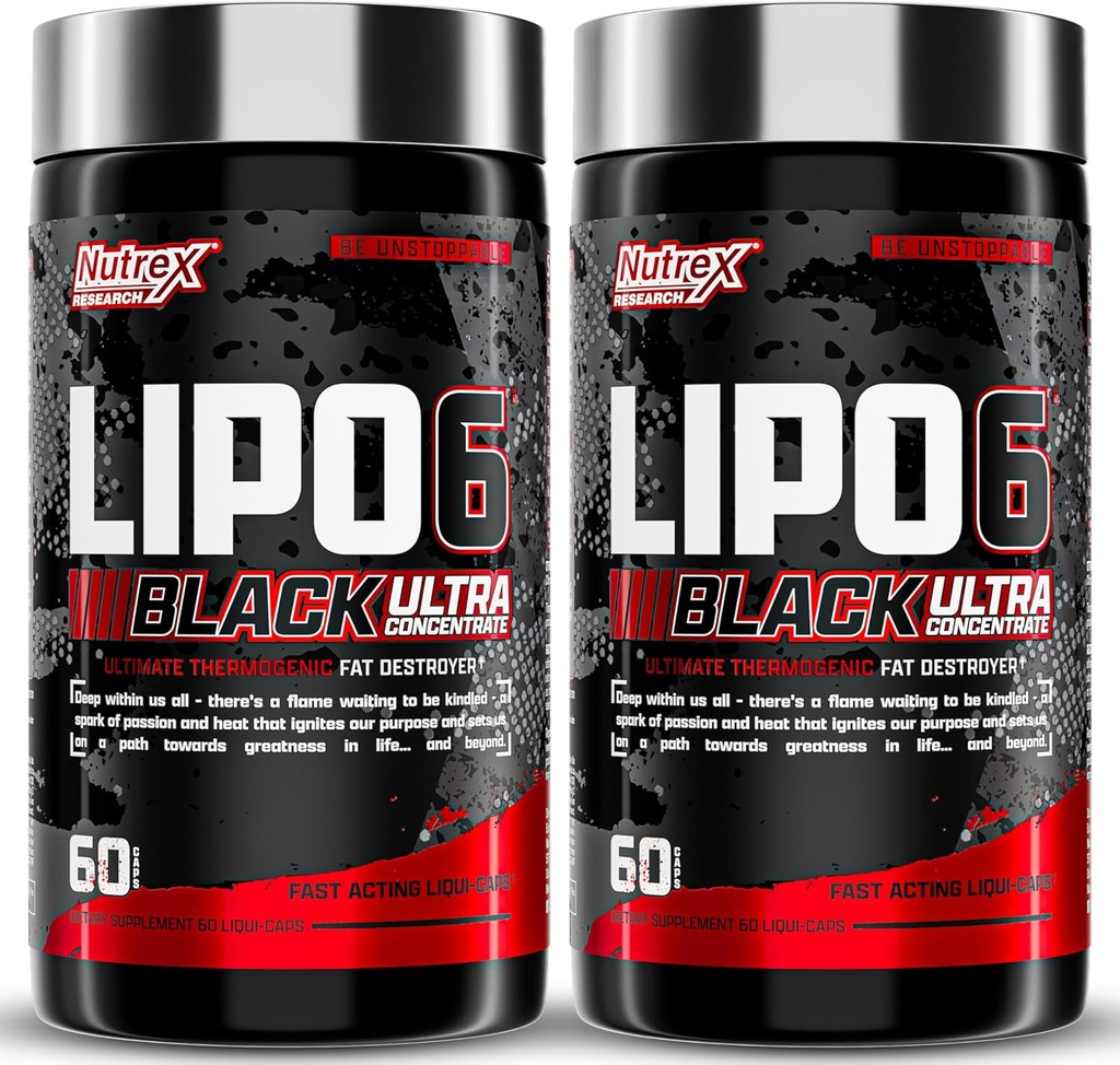 Nutrex Research Lipo-6 Black Ultra Concentrate Thermogenic Fat Burner Supplement, Increase Weight Loss, Energy & Intense Focus 120 Diet Pills