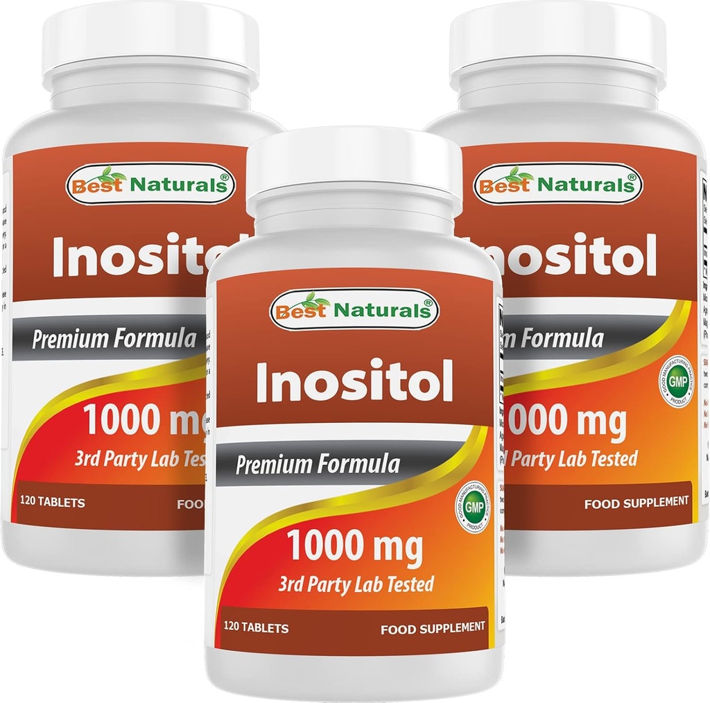 Geriausi Naturals Inositol 1000 mg 120 tablečių (120 tablečių pakuotė po 1) (120 tablečių pakuotė po 3)