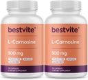 BESTVITE L- karnozinas 500mg (240 kapsulių) (120x2) No Filers - No Stearates - Non GMO - Gluten Free
