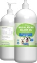Pet Welfare Wild Aliaskan Salmon Oil šunims - Wild- Caught, Cold- Apdorotas, Kasdien Omega-3 Žuvies aliejus sveikas Coat ir odos, Bendras mobilumas ir stiprumas - EPA, DHA - 16 fl oz (473 ml)