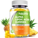 Alfa Lipoic Acid Gummies 1000Mg su biotinu, High Absorption Chewable ALA Additive for Antioksidant, Smegenų sveikatos ir nervo paramos, Ananasų skonio, Cukrus nemokamai, 60 Chews