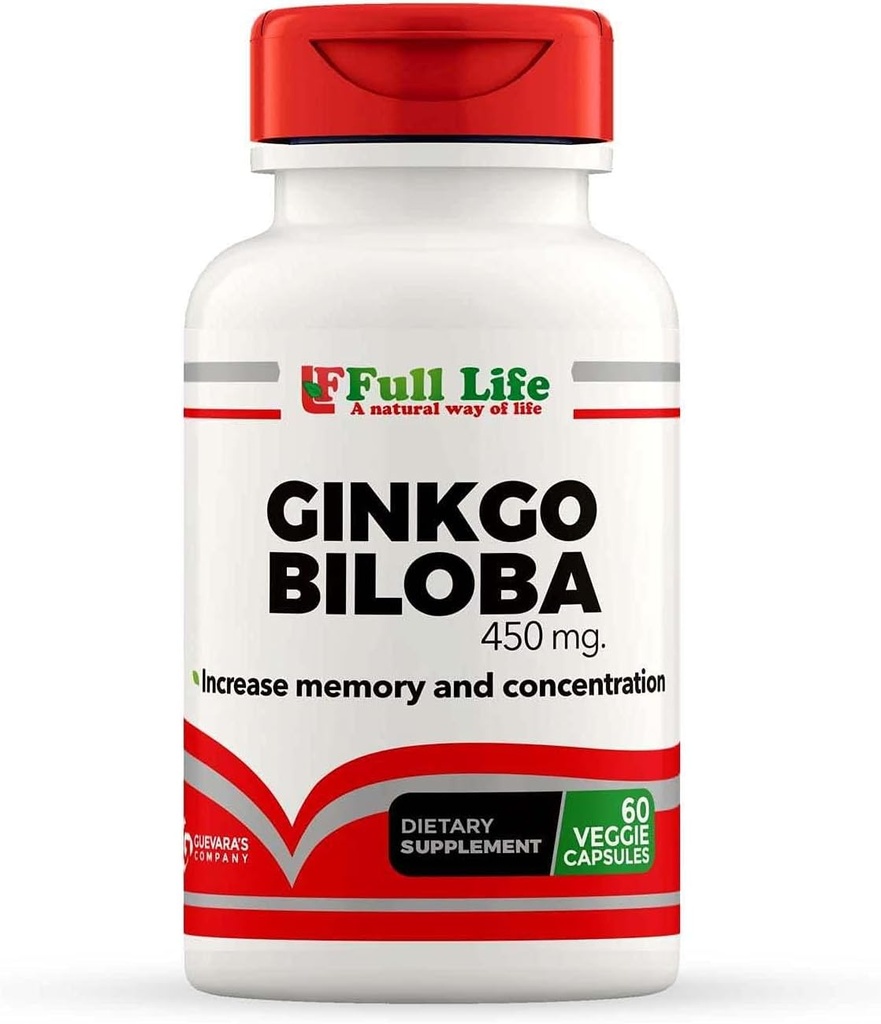 Full Life Ginkgo Biloba Capsules - Žolinių papildai - 60 Veggie kapsulių 450mg.