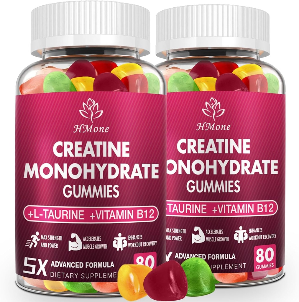 Kreatino monohidratas Gummies - 5g vyrams ir moterims, 160 Count ir kreatino Chewable papildai raumenų skeleto, raumenų stiprumas, energijos Boost, ir raumenų statybininkas, Cukraus nemokamai, Veganas