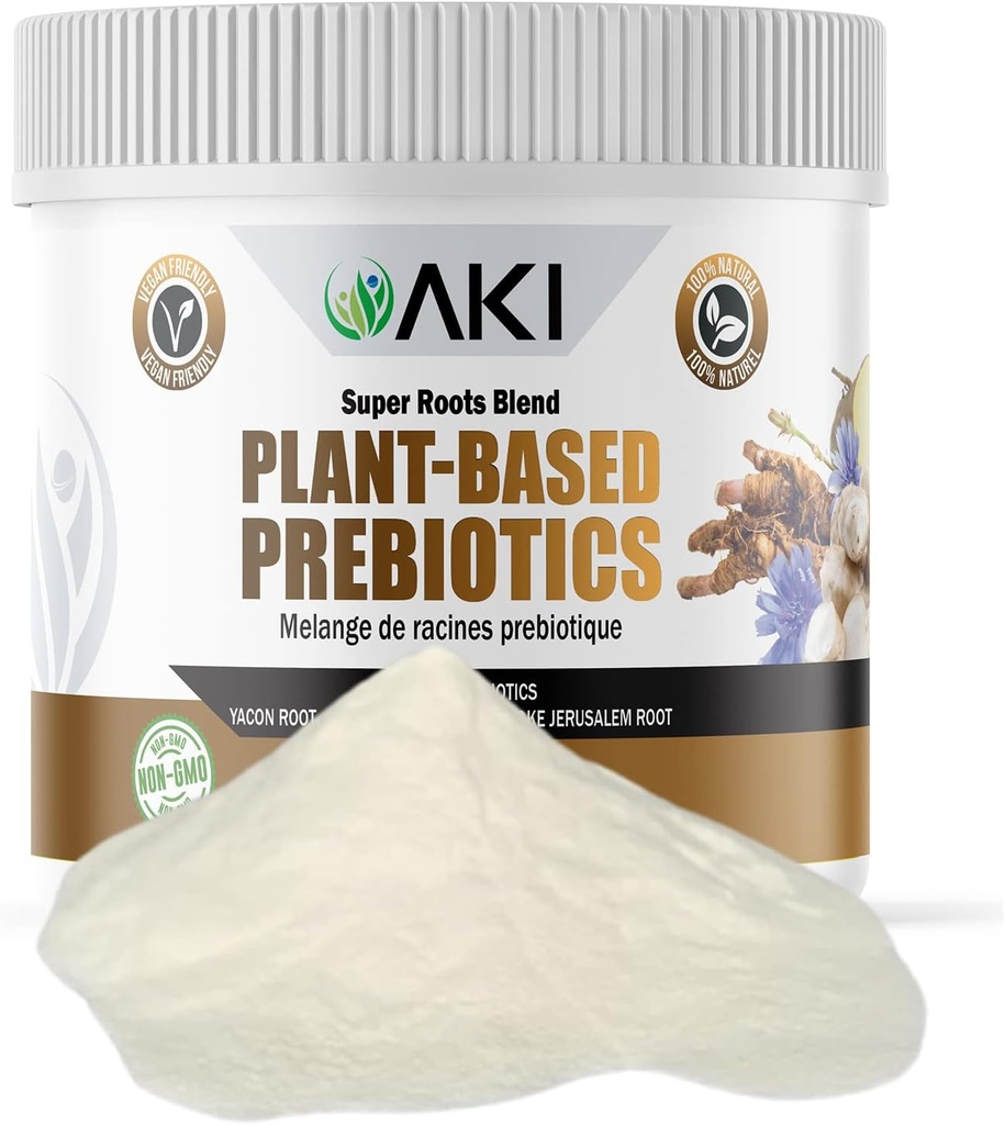 AKI Plant-Based Prebiotic Blud (6oz / 170g) - Idealus šaltinis FOS & Inulin - Nourish Žarna Flora & Immunity - Idealiai tinka baltymų Shakes, Sultys, Smoothies - Keto Friendly, Vegan, Gluten & GMO Free