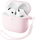 ORNARTO AirPods 4 dėklas, Minkštas silikonas pilnas apsauginis dangtelis su LED matomu, suderinama su AirPods 4 kartos 2024 - Chalk Pink