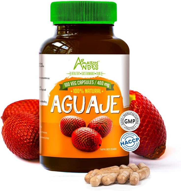 Amazon Andes Aguaje Capsules - Moteris sveikatingumo rėmėjas ir Hormonas Balancer - Laukiniai Sukietinti Peru ir tvariai gauti - Ne GMO, Fairly Traded & Gluten Free - Buriti 100 Vegan Pills (400mg)