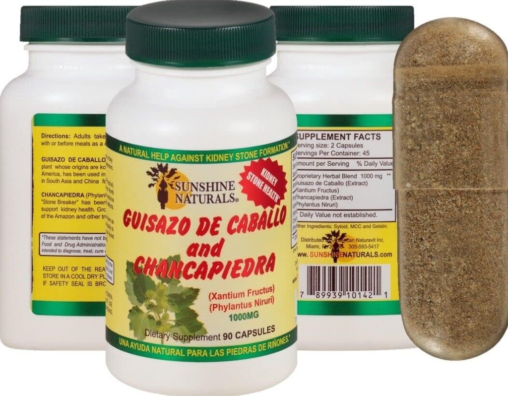 Pure CHANCAPIEDRA Sunshine Guisazo de Caballo and Chanca Piedra 90 Caps +POTENTE